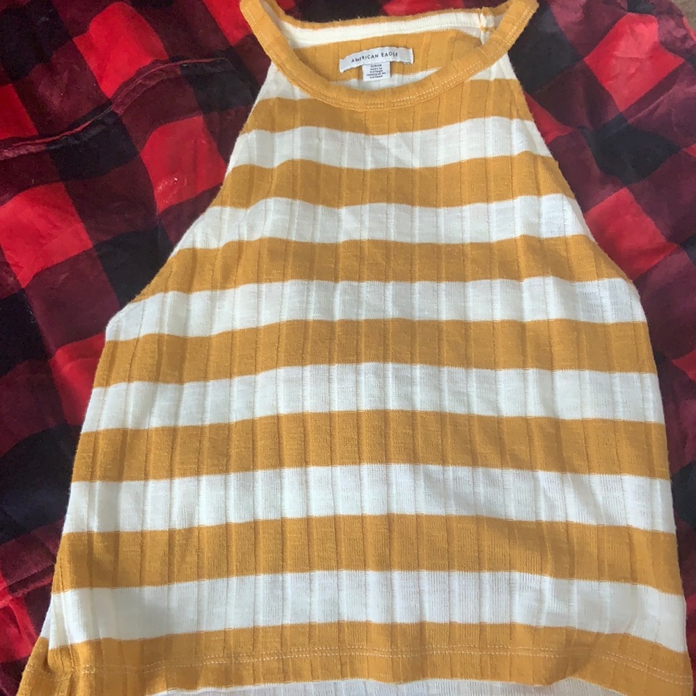 American Eagle yellow and white tank top
